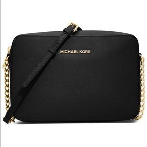 Michael Kors Ginny Leather Crossbody Bag in Black
